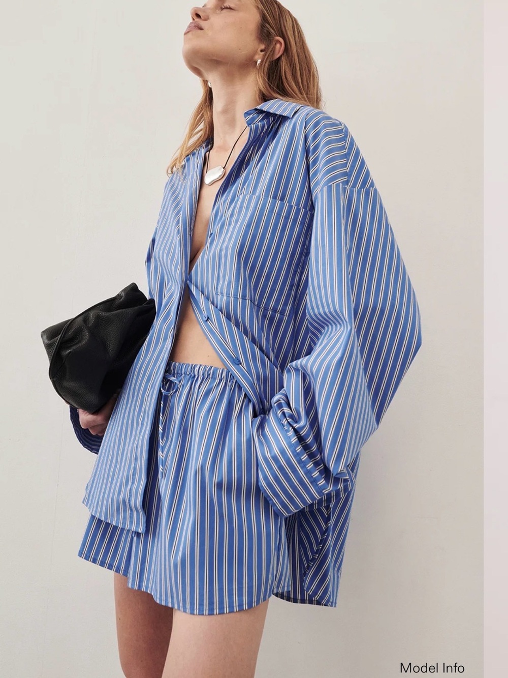 DISSH Misha Azure Blue Stripe Shirt + Shorts Set